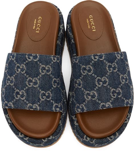 gucci platform slide sandals|gucci denim platform sandals.